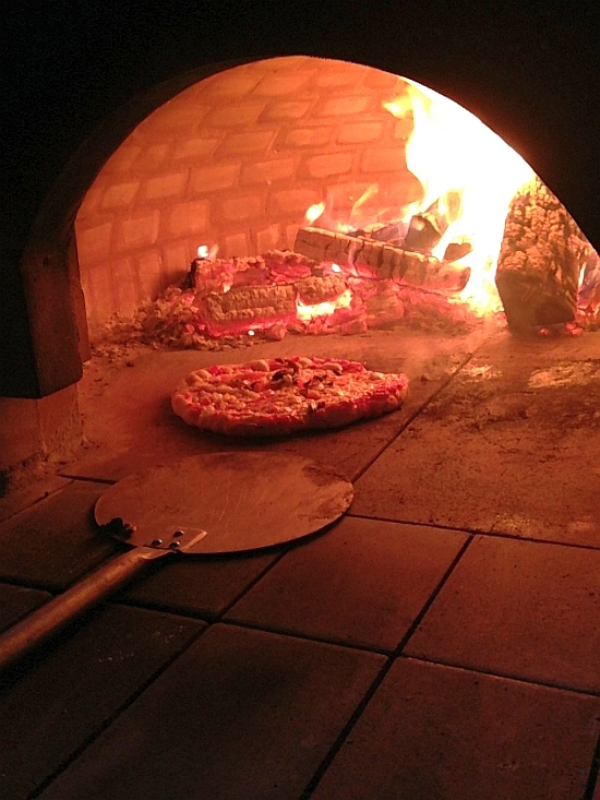 pizza in oven