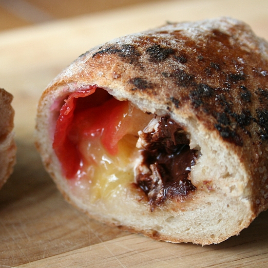 calzone with fruit, chocolate and cream cheese